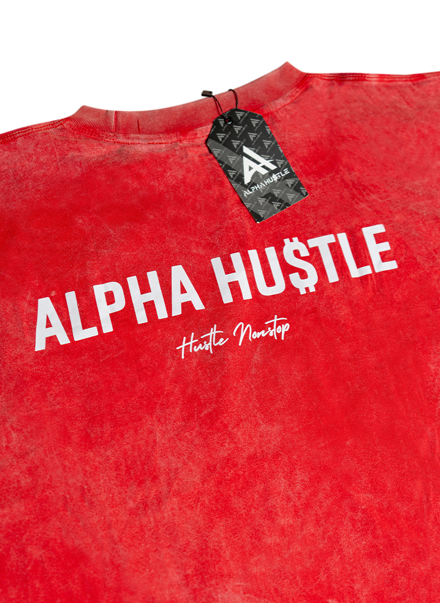 HUSTLE NON STOP TEE( RED FADE)