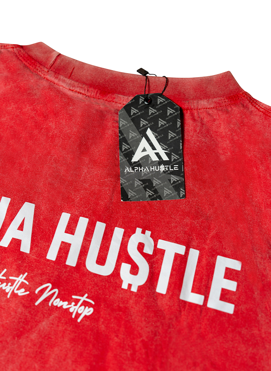 HUSTLE NON STOP TEE( RED FADE)