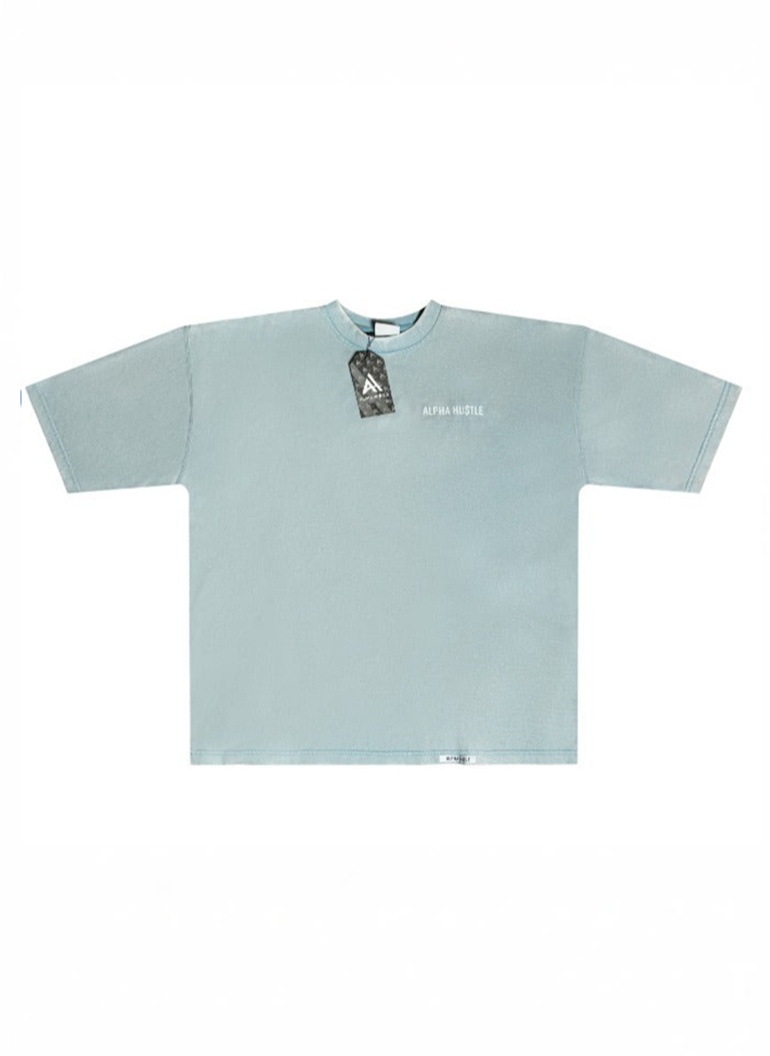 HUSTLE NON STOP TEE( Turquoise Acid Wash)
