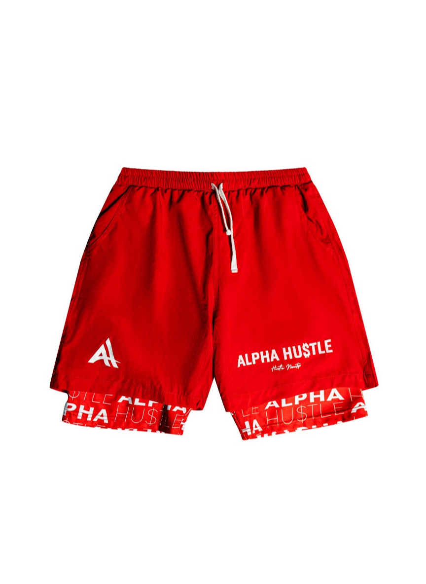 HUSTLE NON STOP SHORTS (RED)