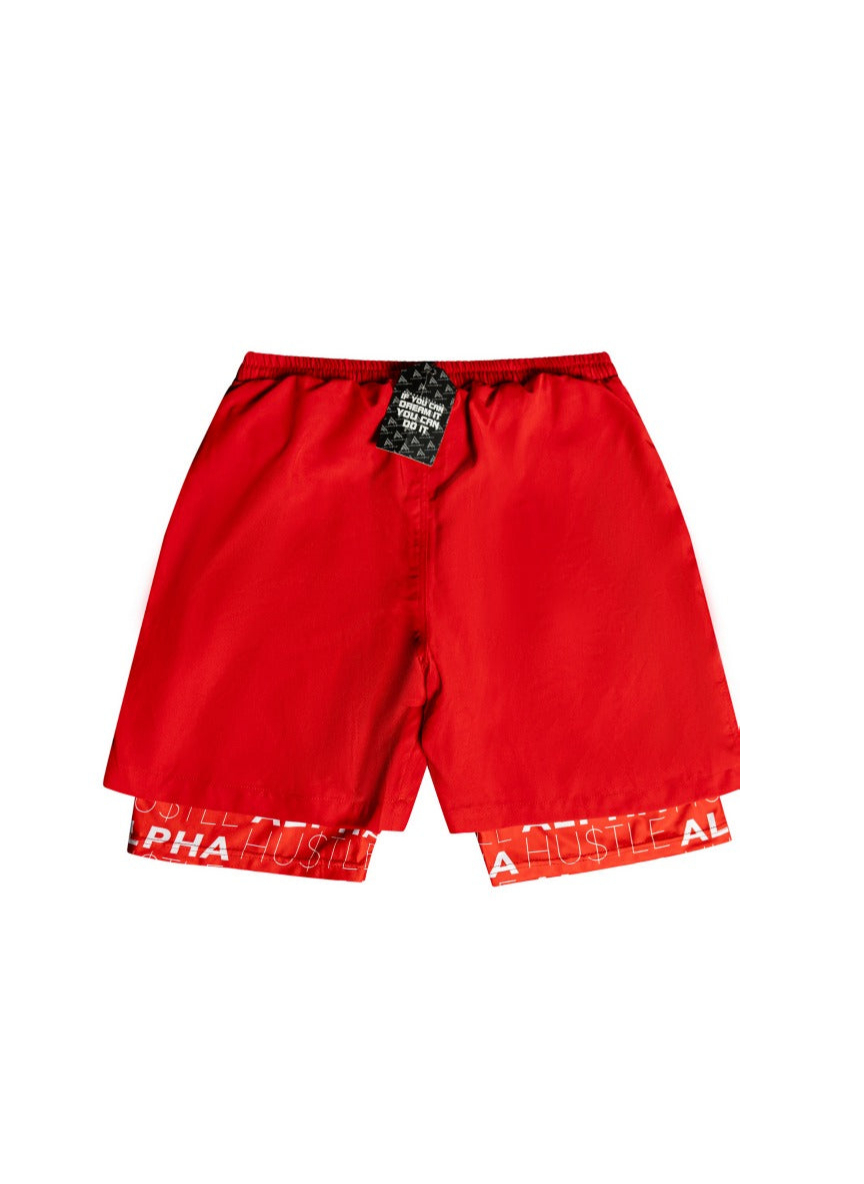 HUSTLE NON STOP SHORTS (RED)