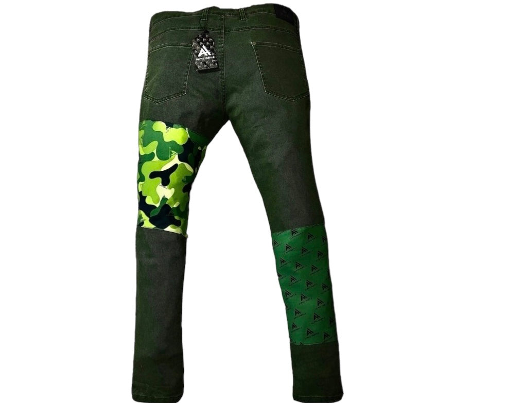 Camo Green Olive Denim