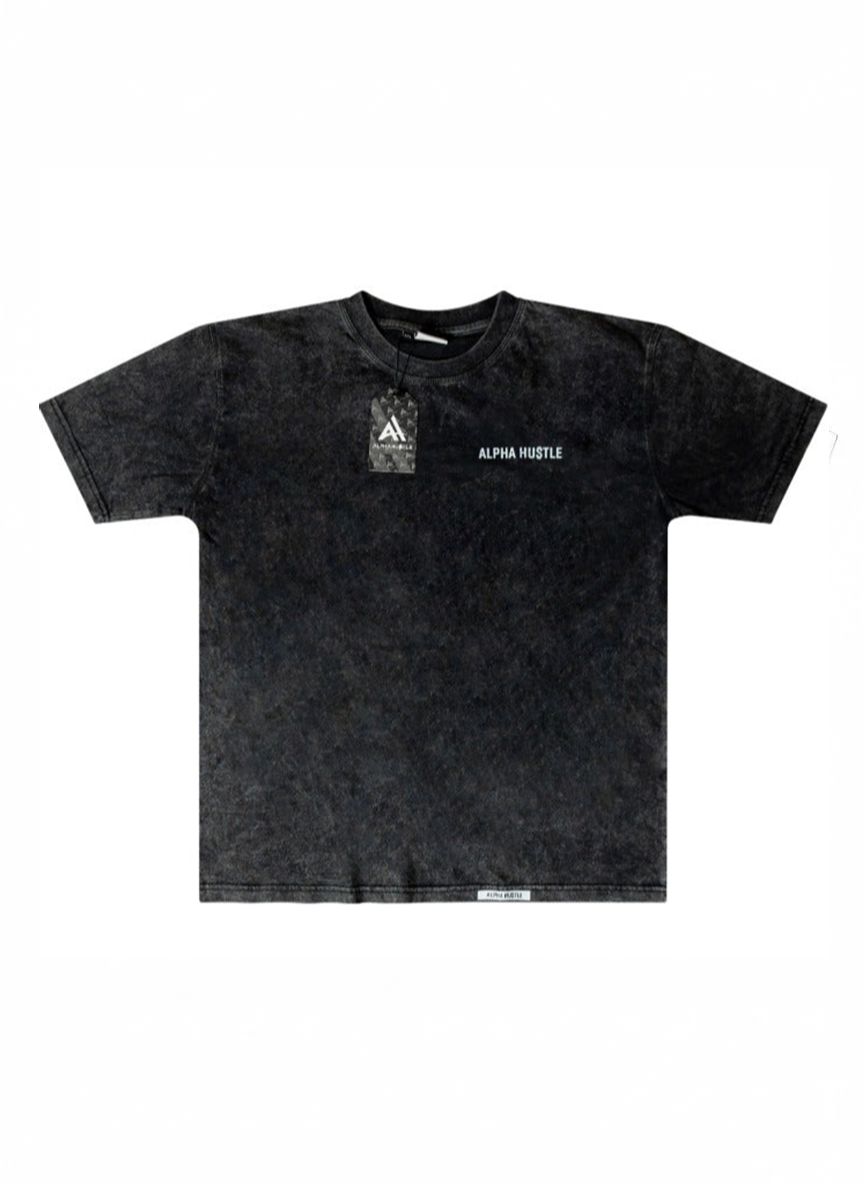 HUSTLE NON STOP TEE( Black Stone Washed)