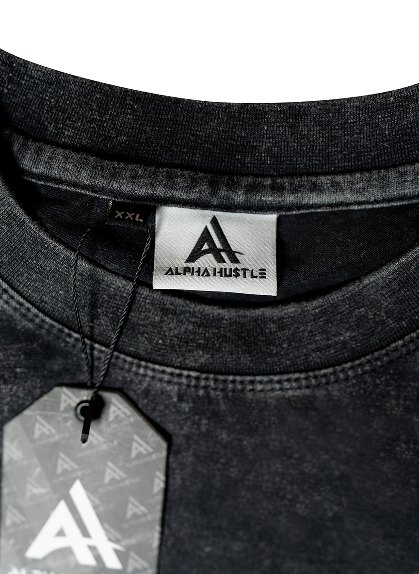 HUSTLE NON STOP TEE( Black Stone Washed)