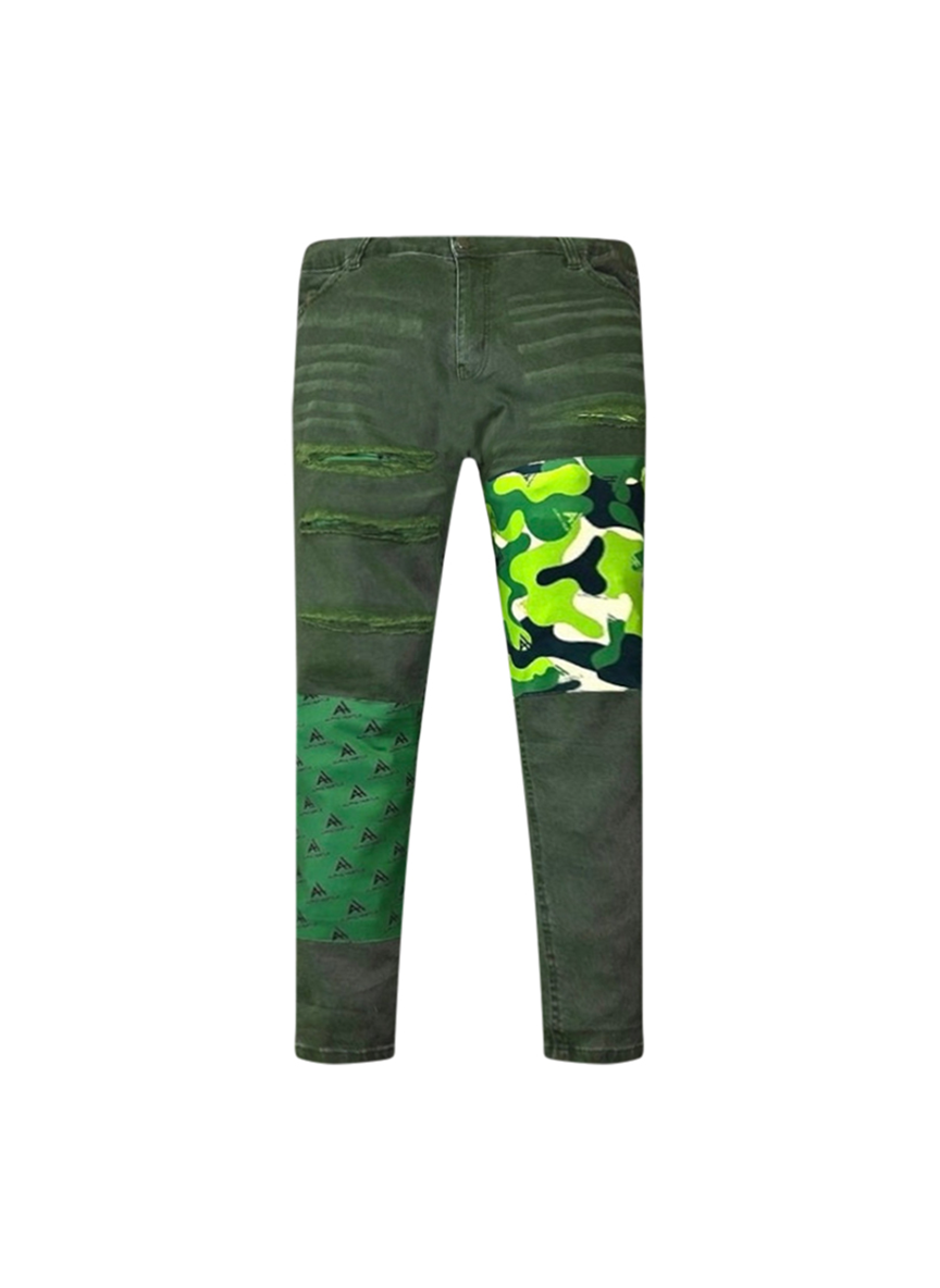 Camo Green Olive Denim