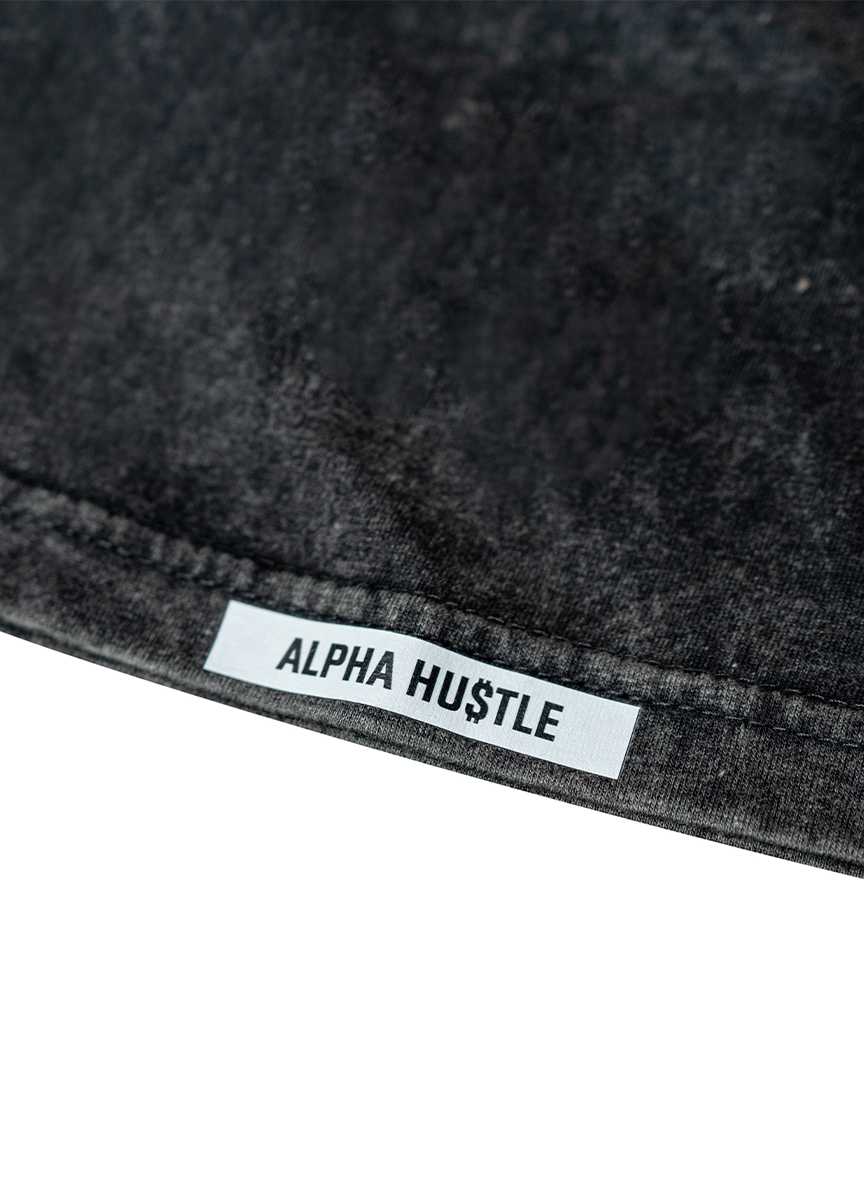 HUSTLE NON STOP TEE( Black Stone Washed)