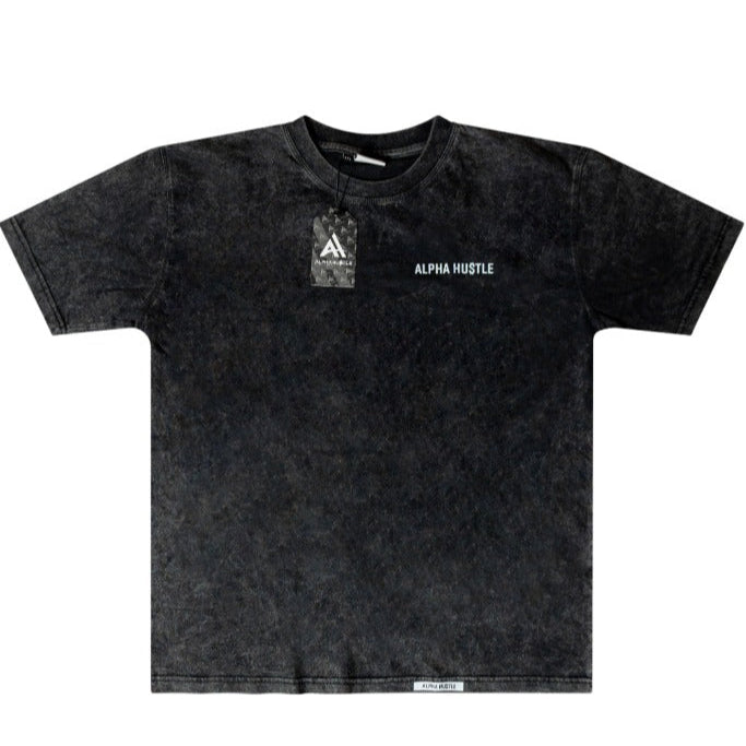HUSTLE NON STOP TEE( Black Stone Washed)