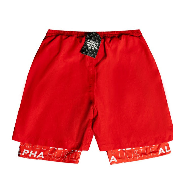 HUSTLE NON STOP SHORTS (RED)