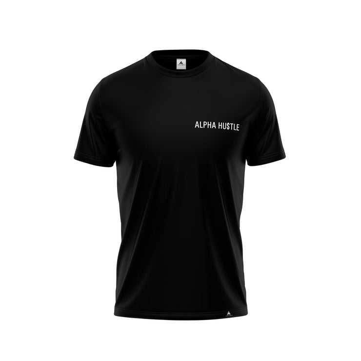Alpha Hu$tle -I AM  HU$TLE Collection Plain Black-White Font T-shirt