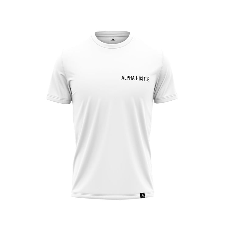 Alpha Hu$tle -I AM HU$TLE Collection Snow White Black Font T-shirt