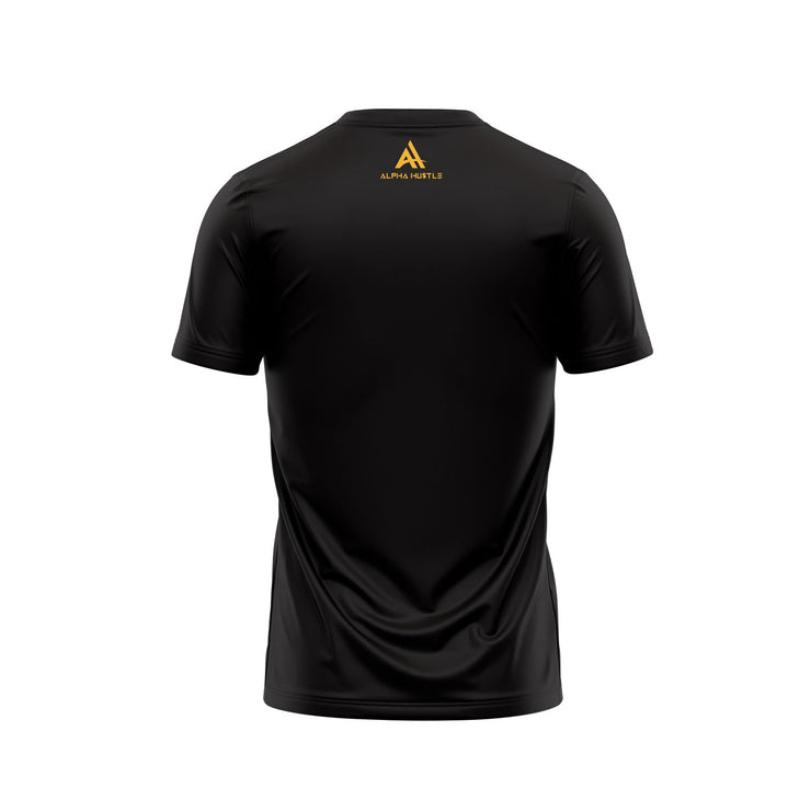Alpha Hu$tle -I AM HU$TLE Collection Plain Black-Yellow Font T-shirt